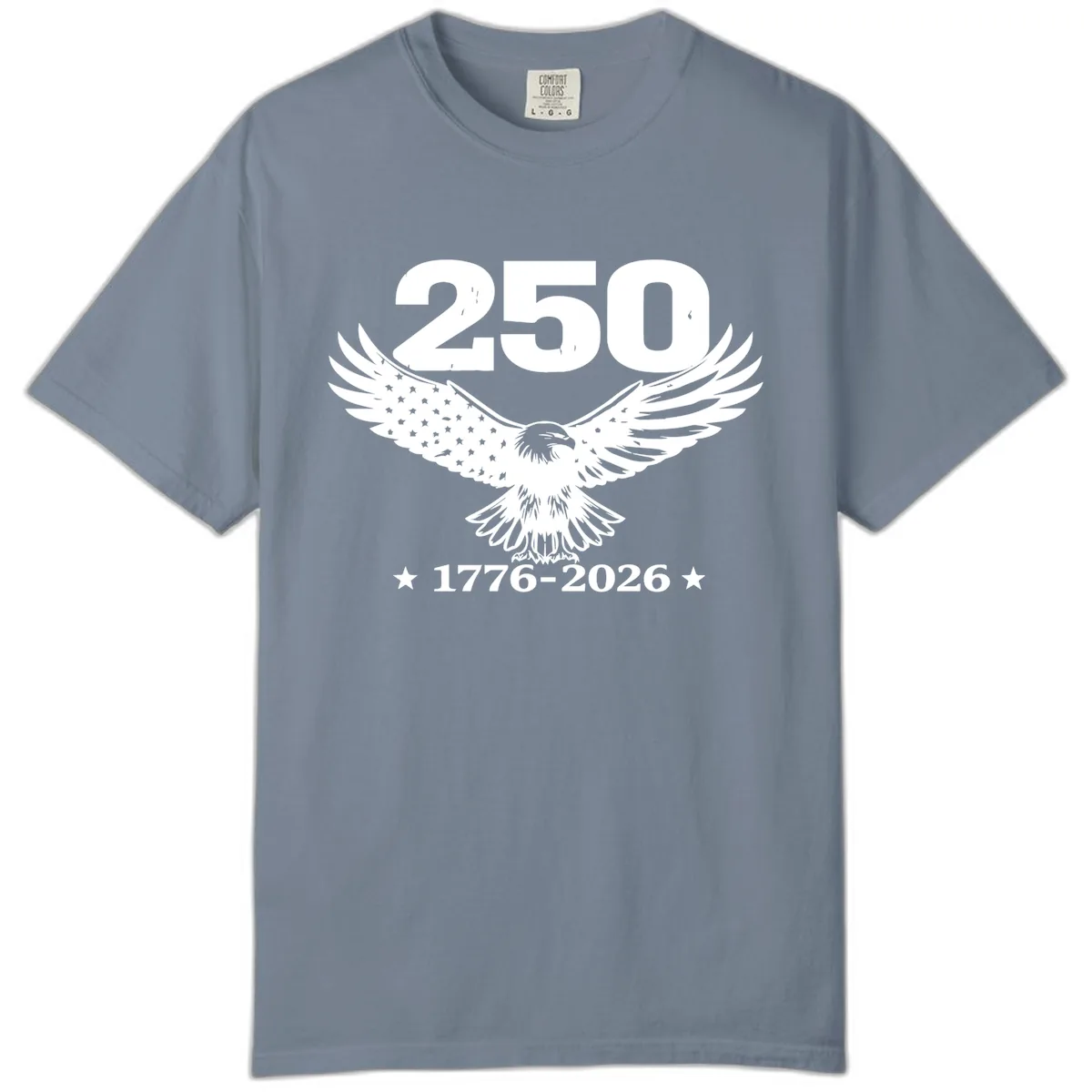 America 250th Anniversary Eagle Design Comfort Color in Blue Jean